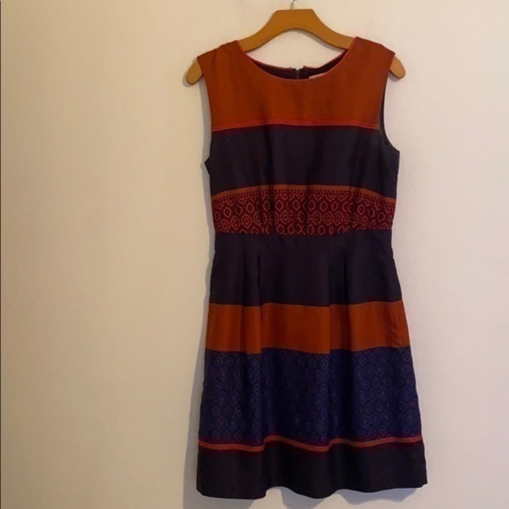 ANN TAYLOR LOFT ORANGE & BLUE DRESS SIZE 4